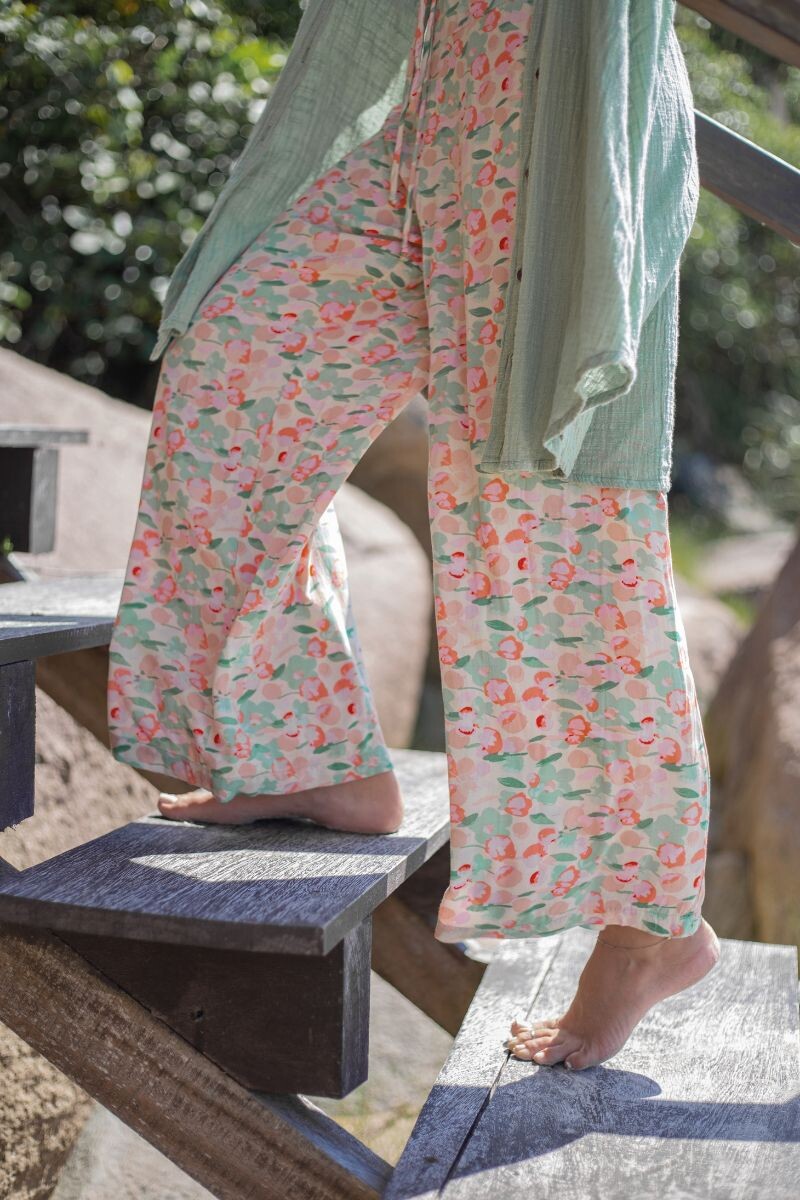 Babucha de rayòn Rosa con verdes