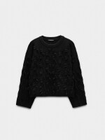 Jersey De Punto Con Flecos negro