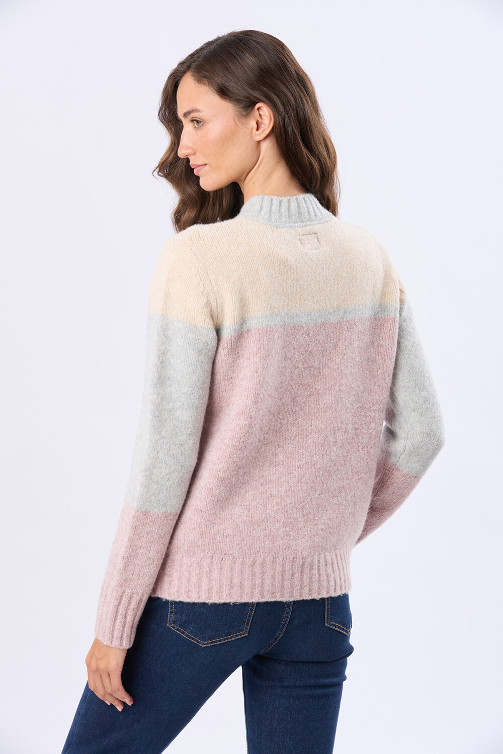 BUZO TEJIDO COMBINADO ROSA