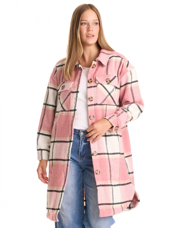 Sobrecamisa Larga Cuadros MULTI/ROSA