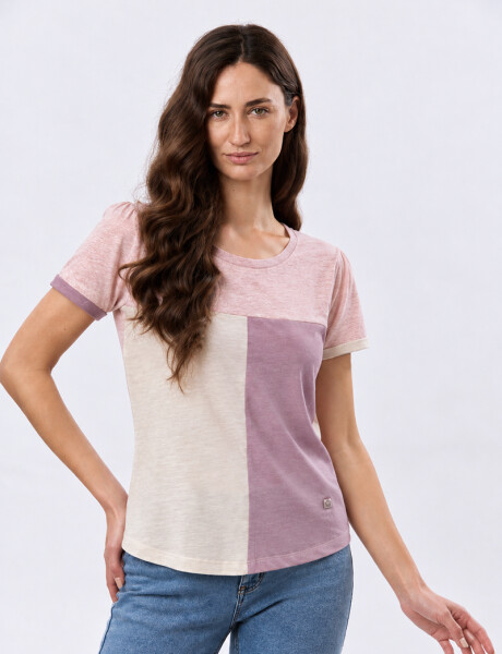 REMERA COMBINADA DE ALGODÓN Coral