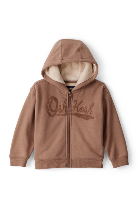 Campera de algodón, con forro polar y logo Sin color