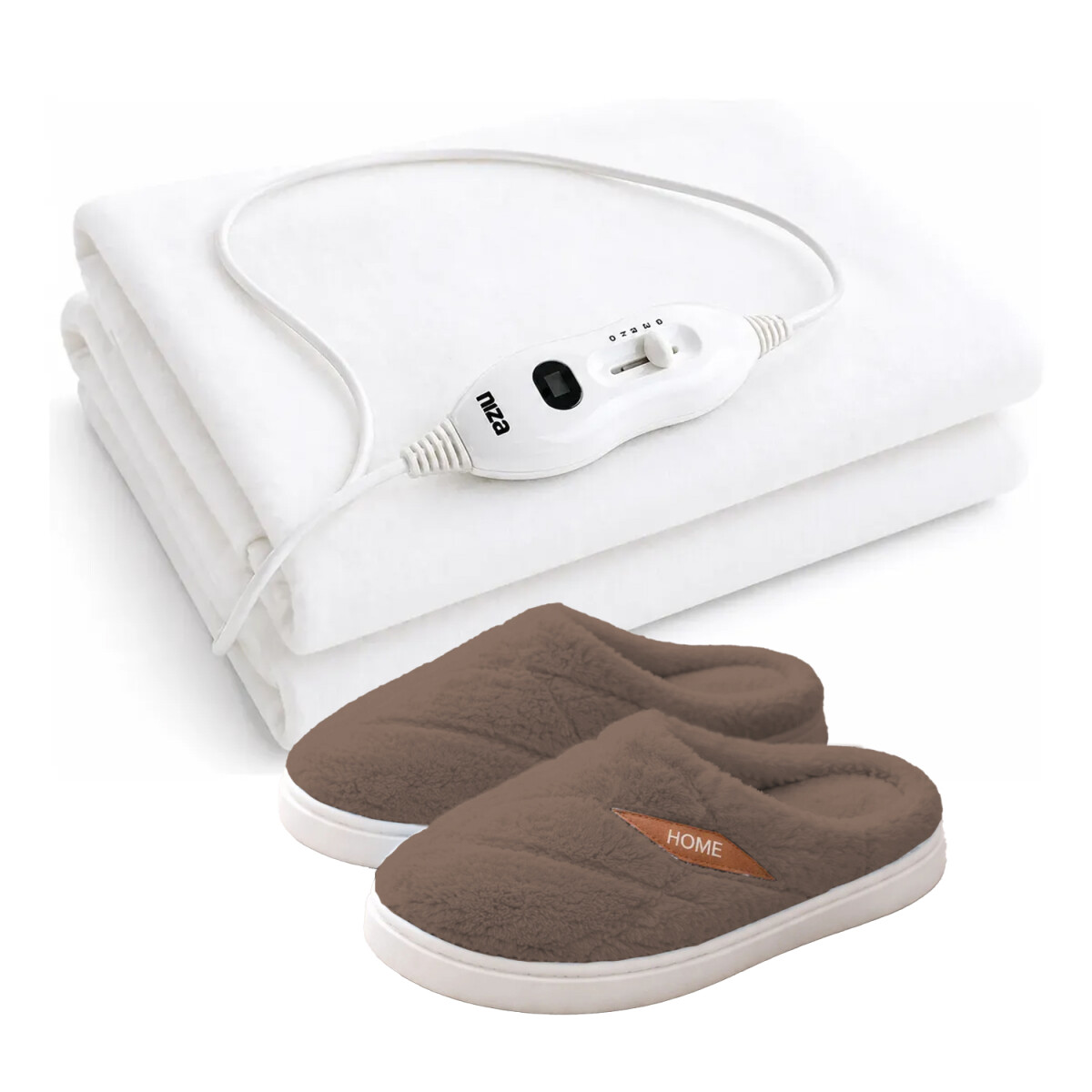 Set Invierno Pantuflas Unisex Antidesliz +Calienta Cama 1Pza - Marrón 