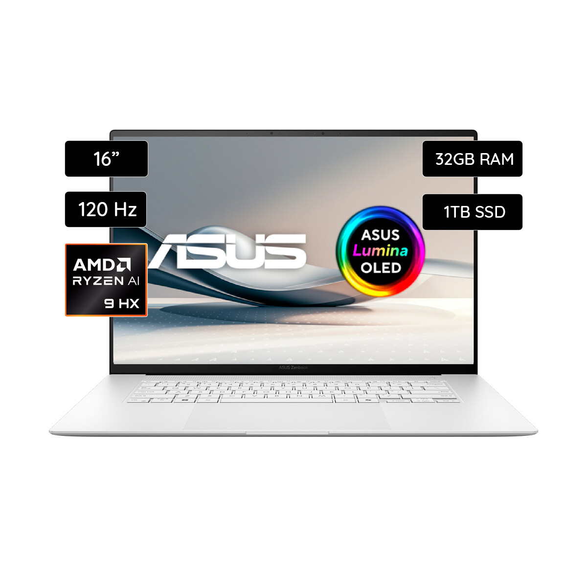 Notebook ASUS Zenbook S16 AMD Ryzen Ai 9 HX 50TOPS 32GB 1TB SSD UM5606WA-RK251W Blanco