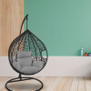 Hamaca nido colgante c/base metal y apoya pie jardín Negro/Gris