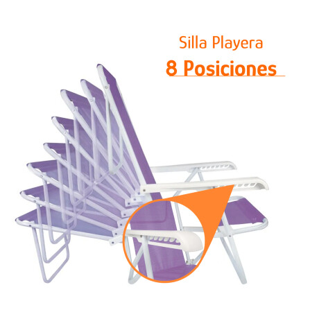 Kit 2 Reposeras Reclinables 8 Posiciones Acero Mor Sannet Lila