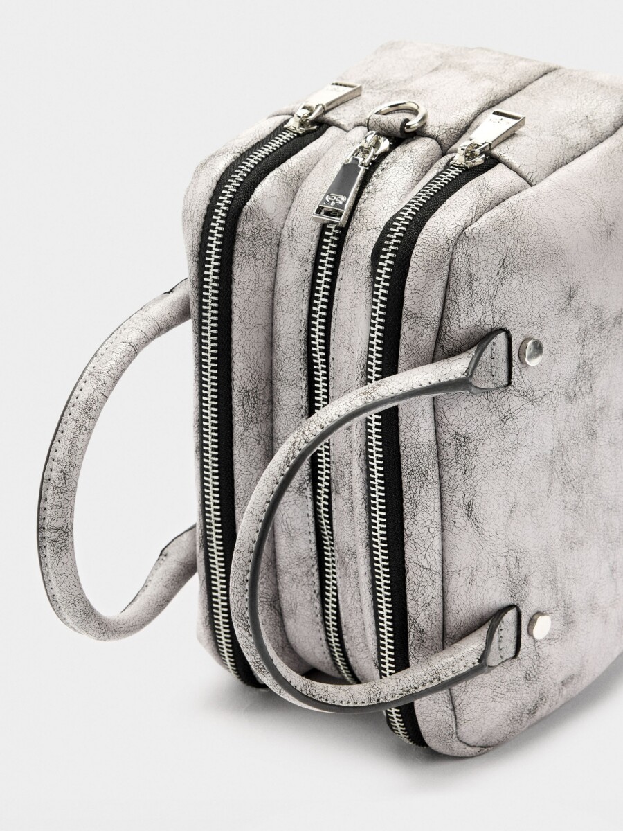Bolso Bowling Efecto Craquelado crudo