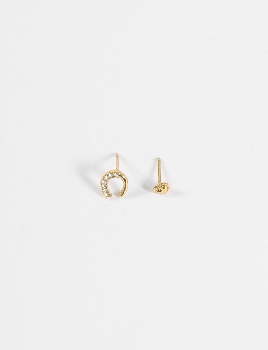 Caravanas acero pin strass - dorado 