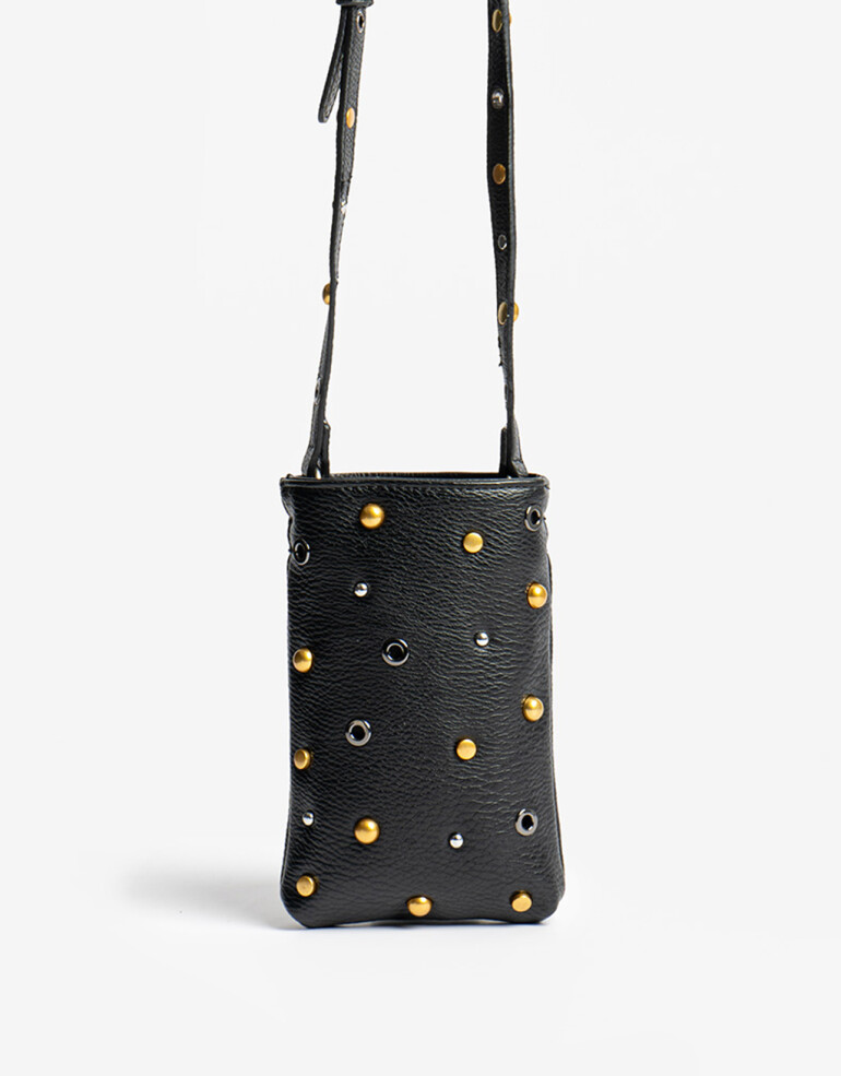 Marro chica varios Portacelular Con Tachas Mixplating - Negro
