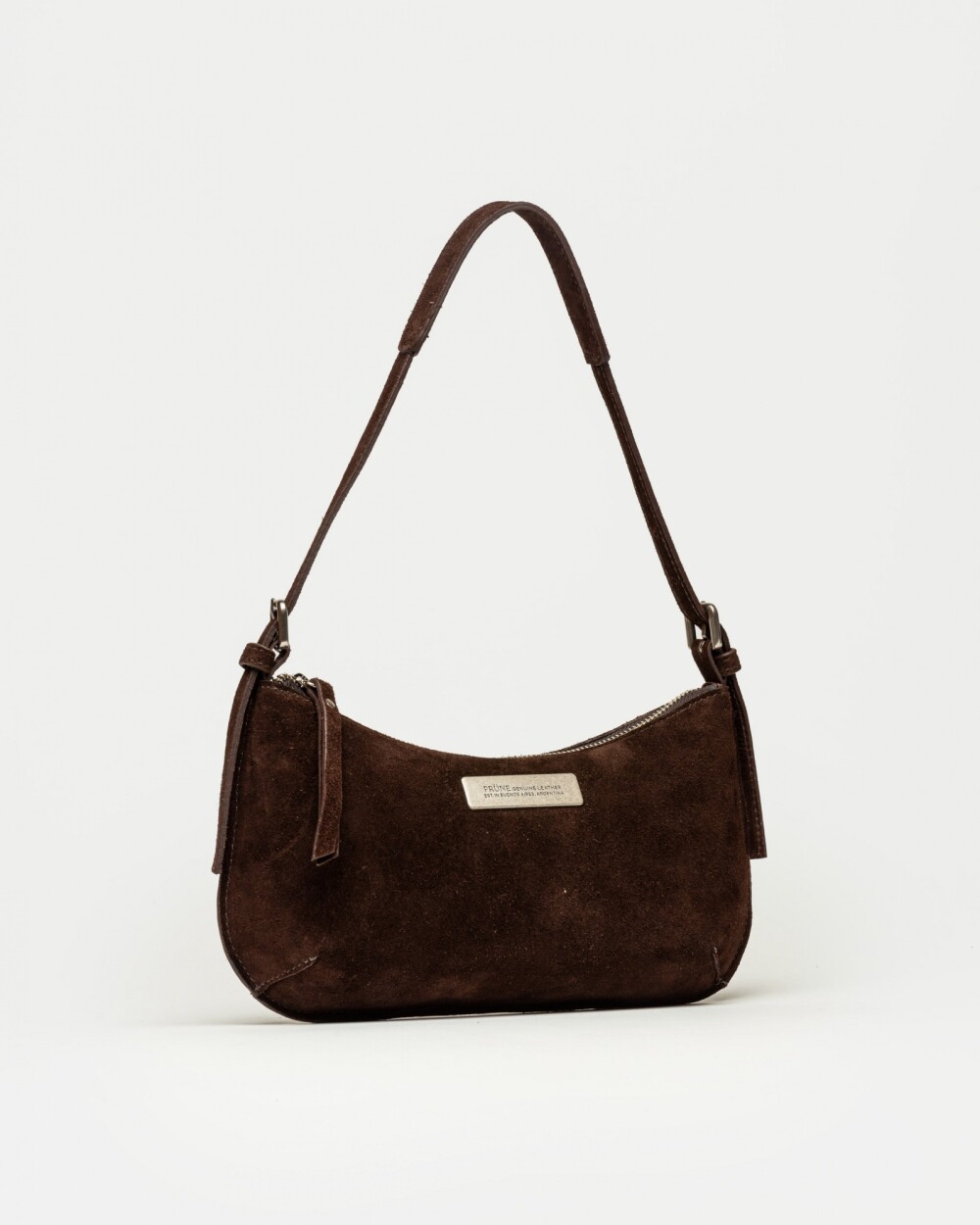 Cartera al hombro Mia en cuero gamuza Marron