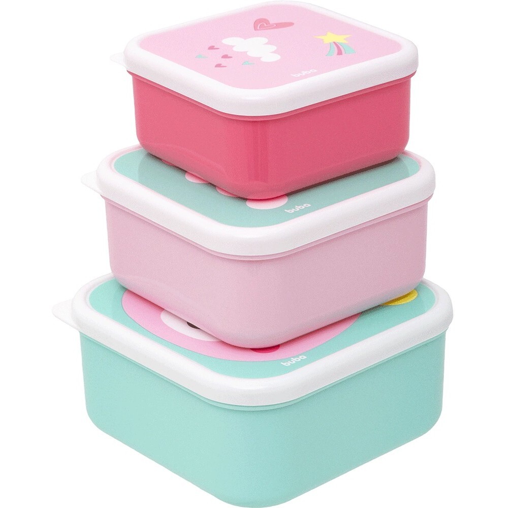 Set x3 tupper animales BUBA unicornio bubazoo