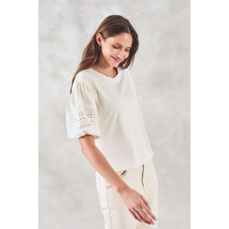 Remera Algodon Combinada Crudo