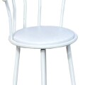 Butaca Taburete Alta De Bar Metal Asiento Acolchonado Blanco