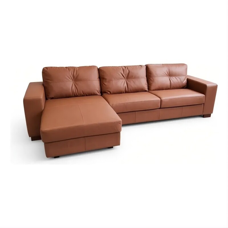 Sofá Domini 3 Cuerpos con Chaise Izquierdo - Tapizado en cuero vacuno Sofá Domini 3 Cuerpos con Chaise Izquierdo - Tapizado en cuero vacuno