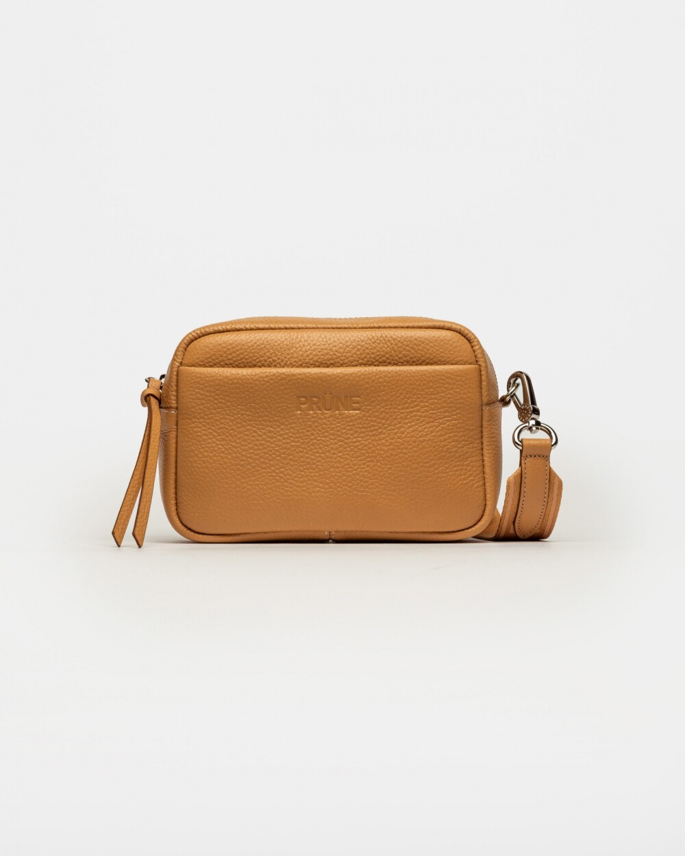 Bandolera Haze en cuero graneado Biscuit Niquel