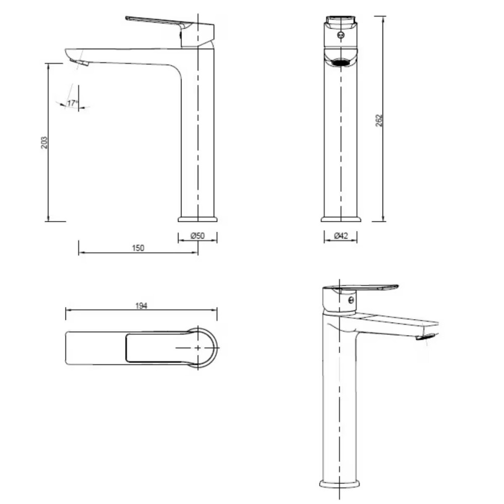Grifería de lavatorio Monocomando Alto de mesada Blaster Negro Mate Grifería De Lavatorio Monocomando Alto De Mesada Blaster Negro Mate