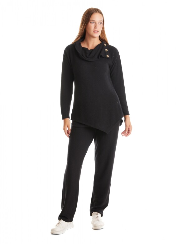 Buzo Soft Cuello Volcado NEGRO