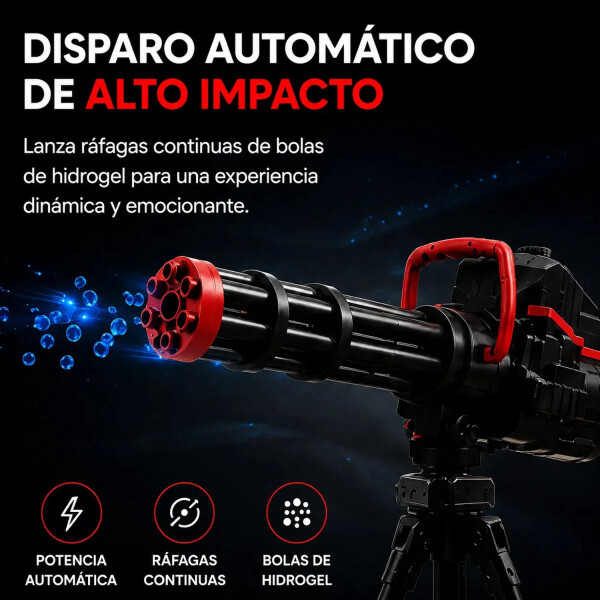 Ametralladora Lanza Bolas Hidrogel Con Tripode Jtjug100azu NEGRO