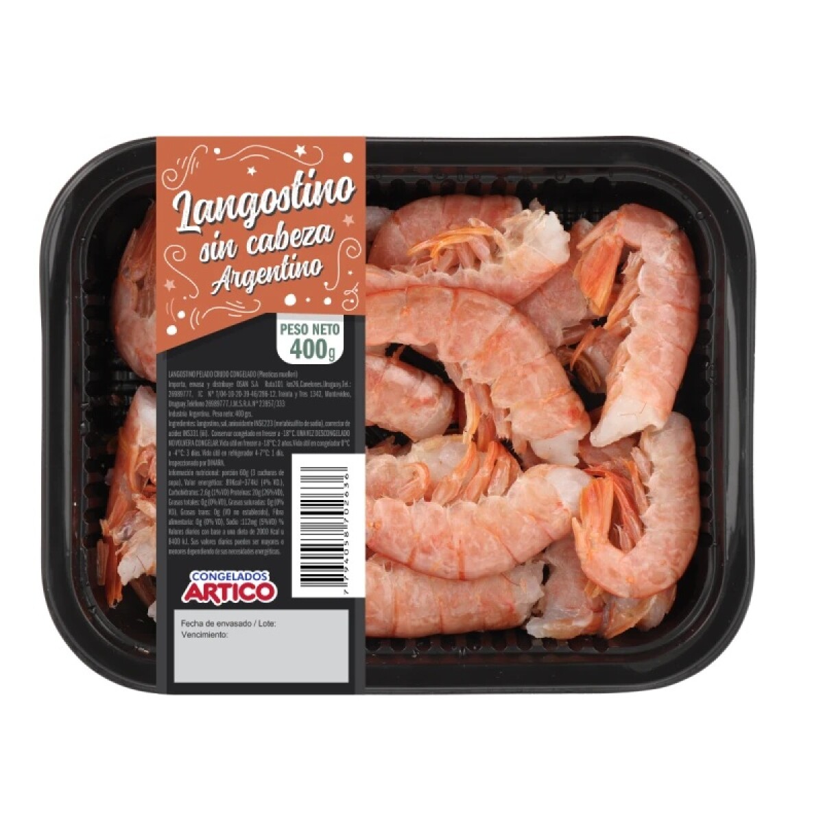 LANGOSTINO SIN CABEZA ARG 400G 
