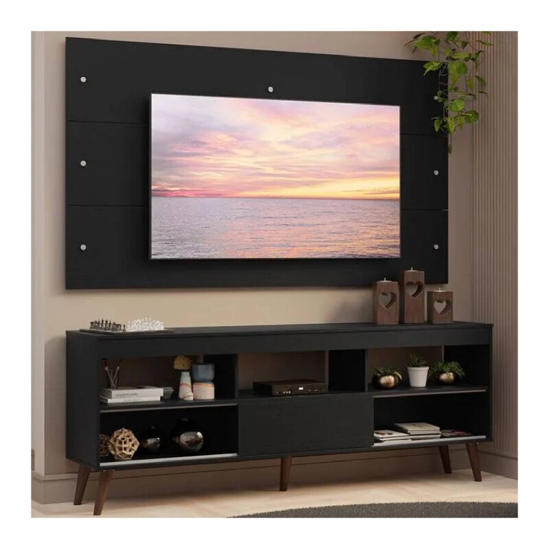 Rack con Panel para TV hasta 65 Pulgadas Negro