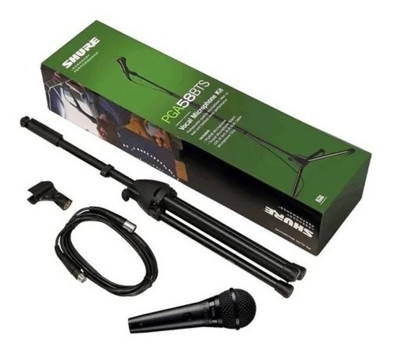 Kit Micrófono Shure Pga58bts Para Voces + Soporte + Cable 