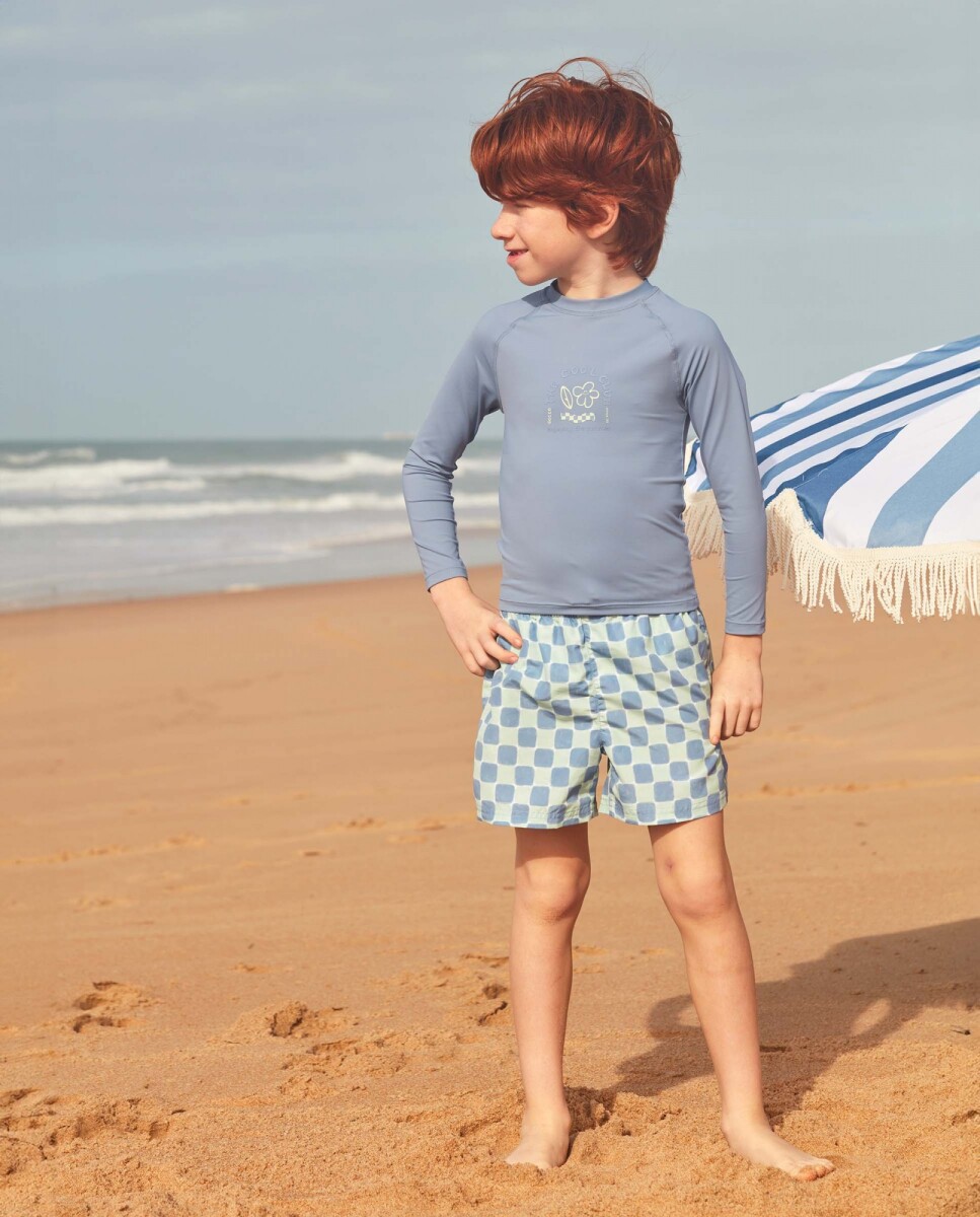 Bañador Estampado Cuadros - Azul 