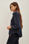 Camisa Wide Tencel Flowers Azul