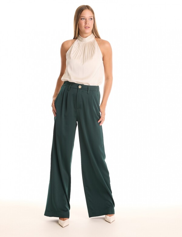 Pantalon Saten Wide VERDE