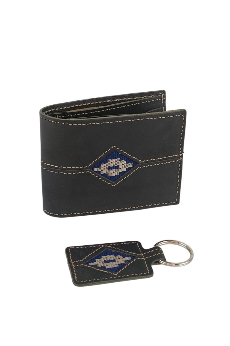 Set de billetera con guardapampa y llavero Negro
