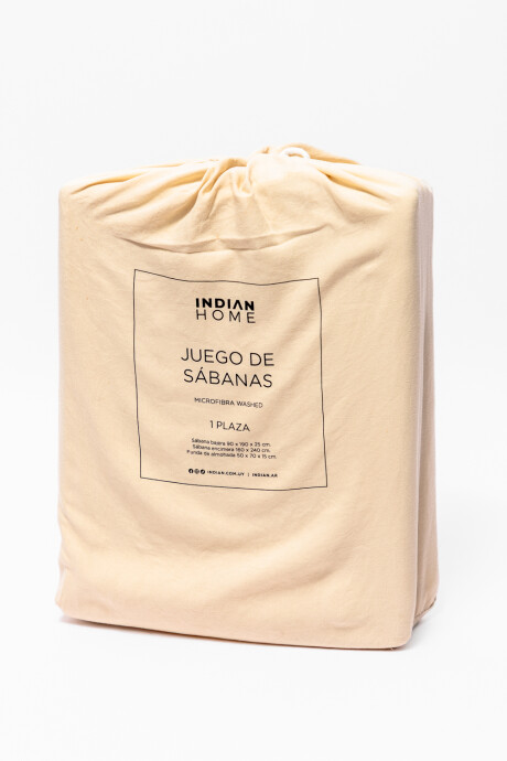 Juego De Sábanas 1 Plaza Microfibra Washed Taupe / Mink / Vison