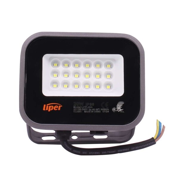Foco Led 20W Liper IP66 Exterior Interior Reflector Luz Fria Variante Color Negro