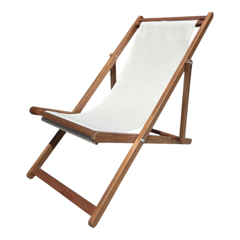 Perezoso Plegable Madera y Lona Crudo