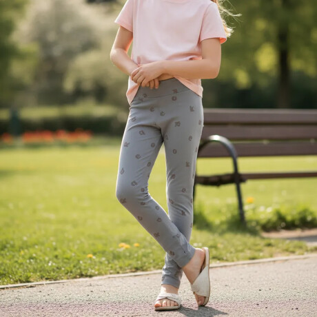 Calza Larga Reebok G Es Aop Leggin p/ Niñas Deportiva Casual Gris