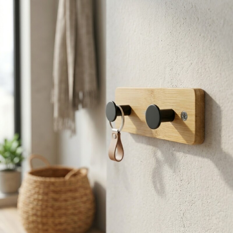 Perchero de pared colgadores Bambú NEGRO
