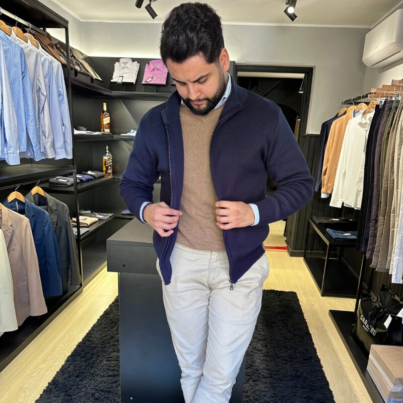 Campera Tejida Azul Marino