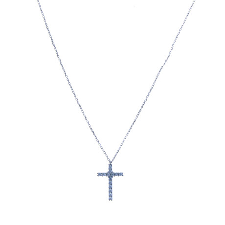 Cadena y dije de Plata 925 rodinada y circonias, CRUZ Cadena y dije de Plata 925 rodinada y circonias, CRUZ