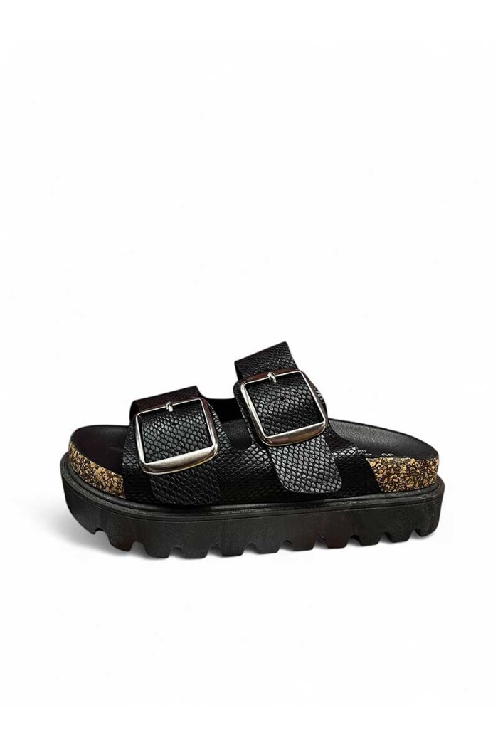 SANDALIA BETTINA SUPER 2 HEBILLAS BT107 Negro