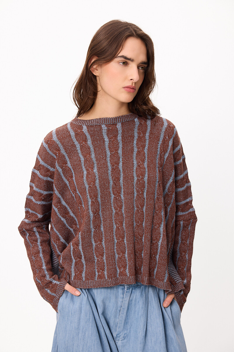 Sweater Oceano Crop Chocolate/Celeste