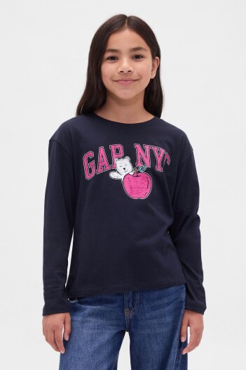 Remera Logo Gap Manga Larga Niña Navy Uniform