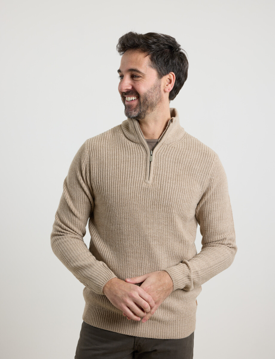 470587 SWEATER PUNTO MEDIO CIERRE HARRY Beige