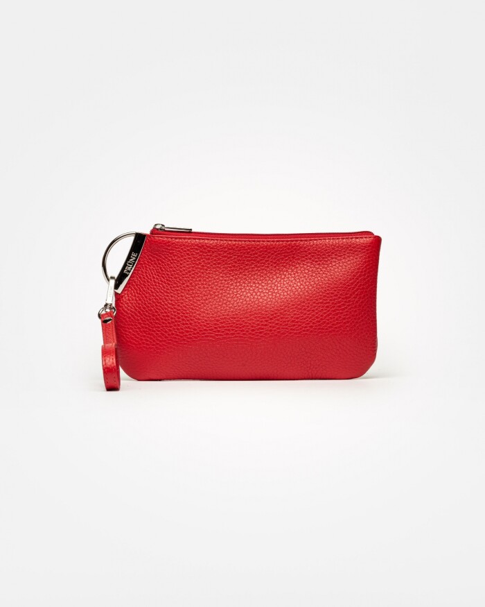 Porta cosméticos Katy en cuero graneado Rojo
