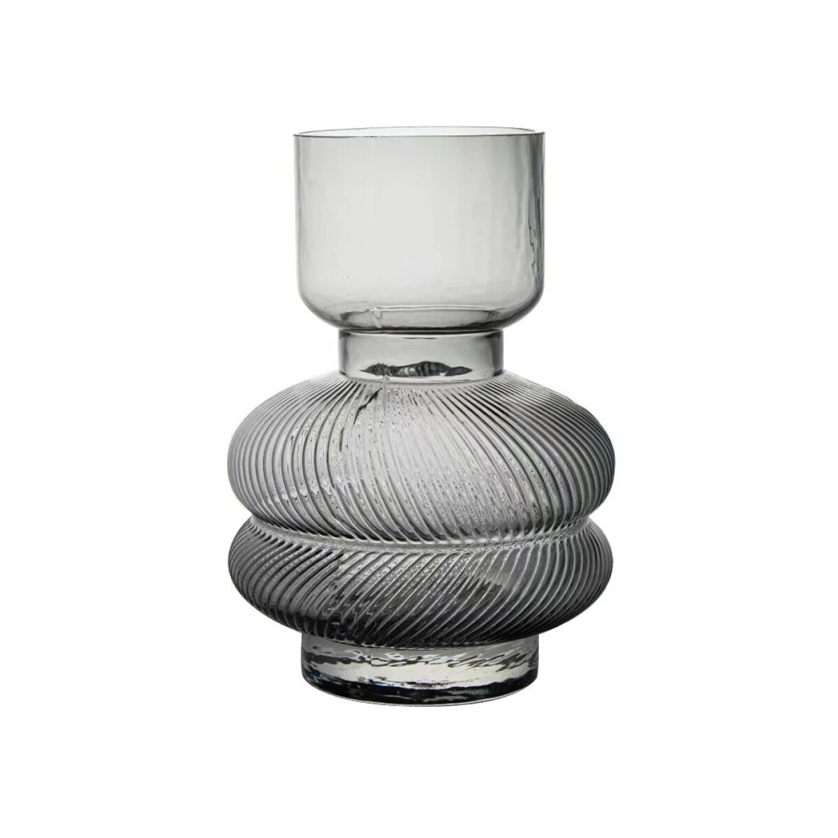 FLORERO VIDRIO LABRADO D15x22.5CM GRIS 