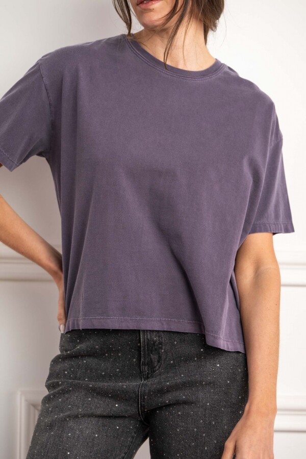 Remera Algodon Lavado Berenjena