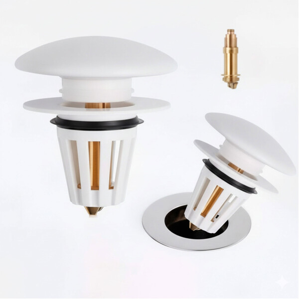 Tapa Cerámica Tapon Pileta Con Filtro Pop Up Drenaje Baño Color Blanco