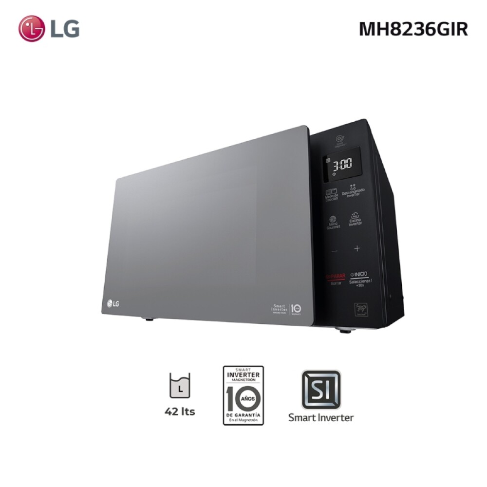 Microondas LG inverter con grill 42L MH8236GIR acero inoxidable