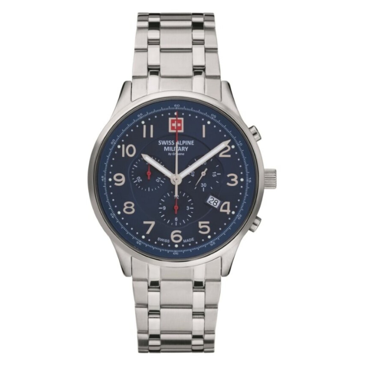 Reloj Swiss Alpine Military Skymaster 7084.9135 para hombre con correa de acero - Azul 