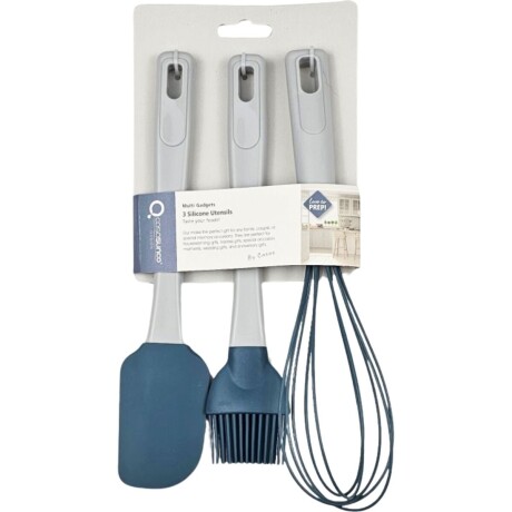 Kit Menage p/ Cocina en Silicona con Espátula Batidor Pincel Azul