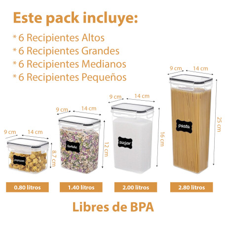 Set de 24 Recipientes Herméticos con Tapa Apilables Lumax Set de 24 Recipientes Herméticos con Tapa Apilables Lumax