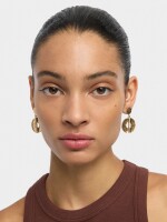 Pendientes De Aro Con Línea Central beige