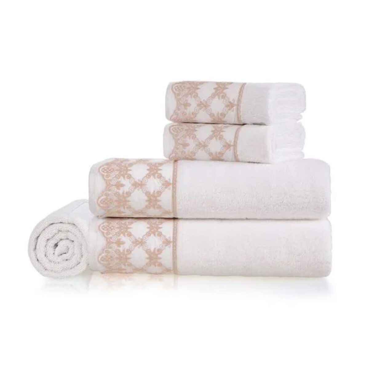 Set de toallas Karsten, 5 Piezas Constanza Blanco/Rosa 